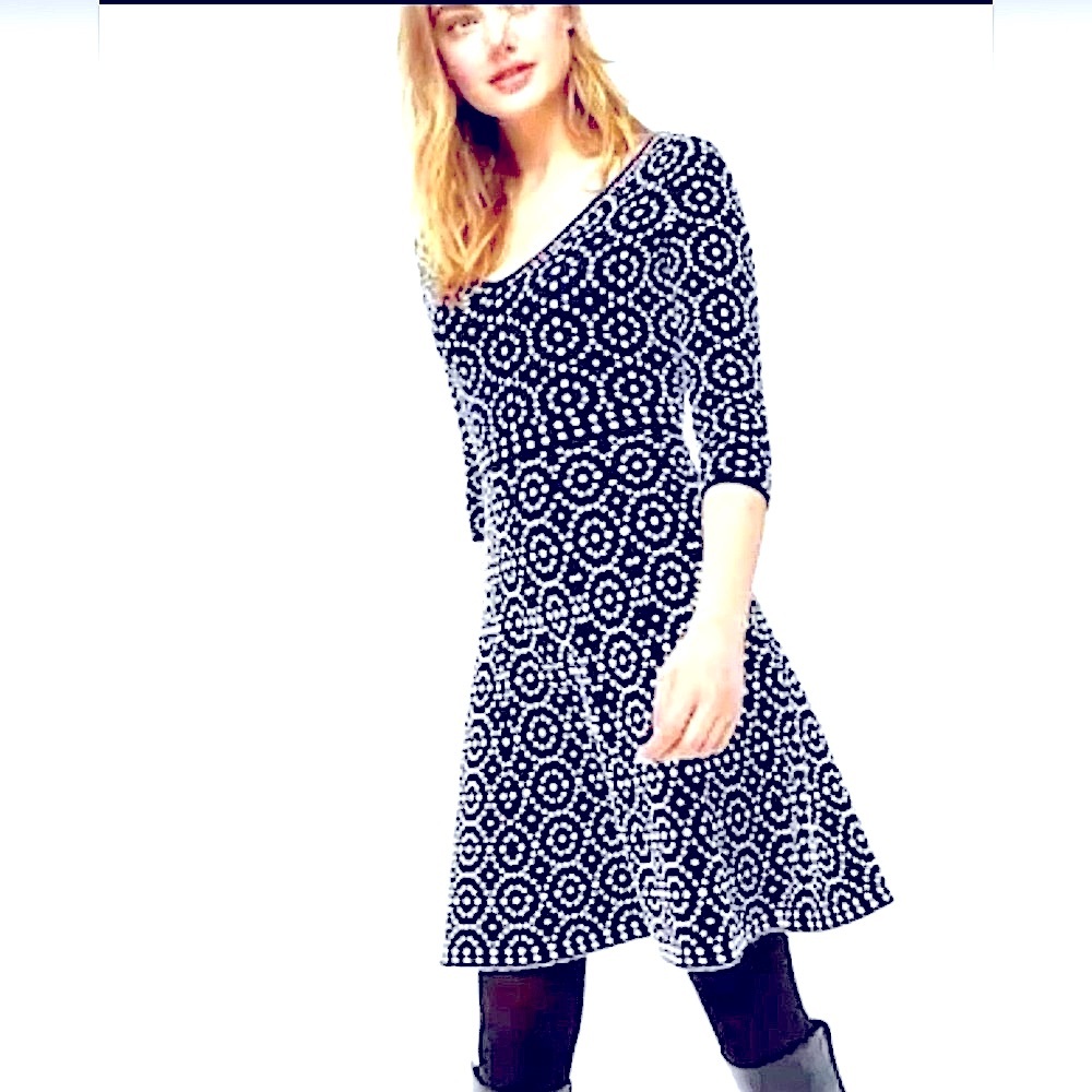 BODEN Annabel Textured Fit & Flare Stretch Sweater Dress Sz 6